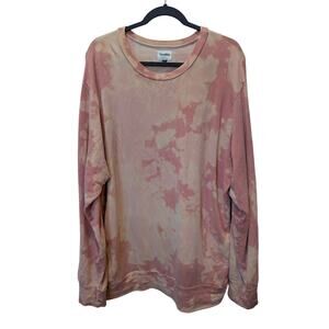 Service Tie-Dye Organic Cotton Peach Pink Long Sweatshirt w/ Pockets XL